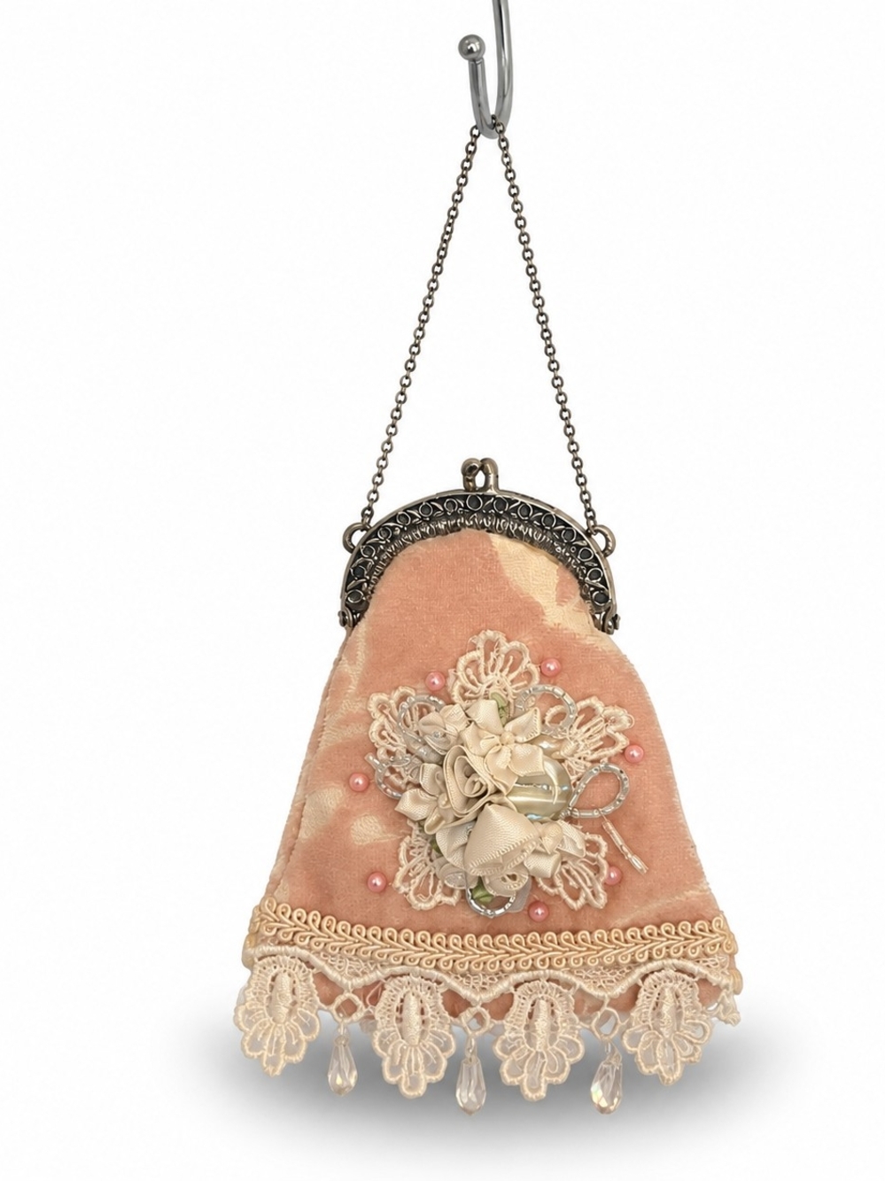 1900's Beaded/ Lace Floral Mini Bag.